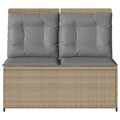 Gartenbank Verstellbar Mit Kissen Beige Poly Rattan