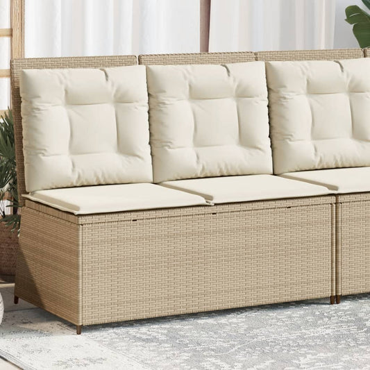 Gartenbank Verstellbar Mit Kissen Beige Poly Rattan