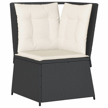 Garten-Ecksofa Mit Kissen Schwarz Poly Rattan