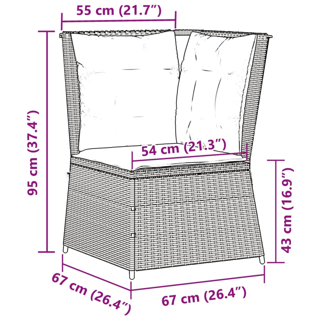 Garten-Ecksofa Mit Kissen Schwarz Poly Rattan