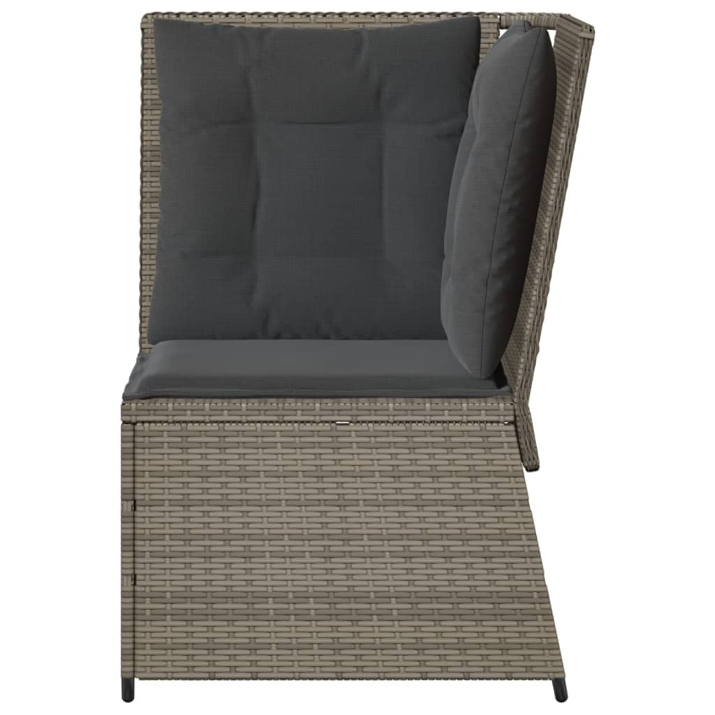 Garten-Ecksofa Mit Kissen Grau Poly Rattan Grau Und Dunkelblau