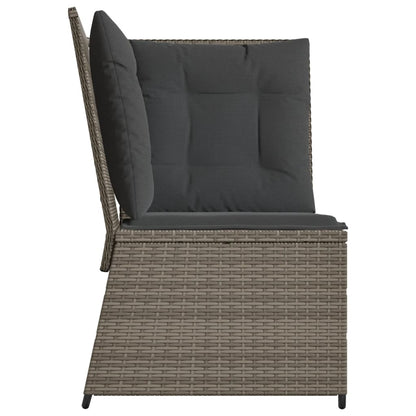 Garten-Ecksofa Mit Kissen Grau Poly Rattan Grau Und Dunkelblau