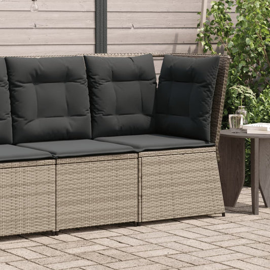 Garten-Ecksofa Mit Kissen Grau Poly Rattan Grau Und Dunkelblau