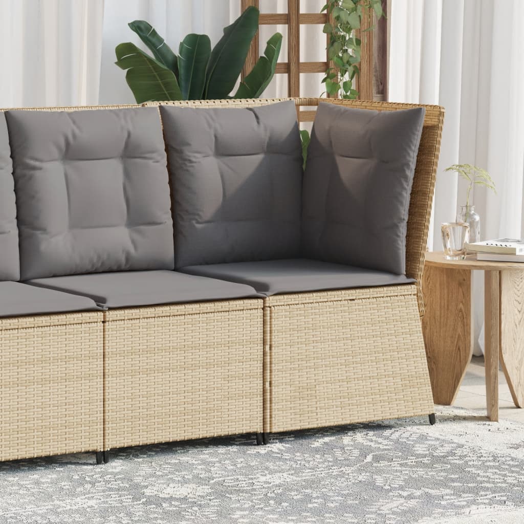 Garten-Ecksofa Mit Kissen Beige Poly Rattan