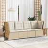 Garten-Ecksofa Mit Kissen Beige Poly Rattan Grau Und Dunkelblau