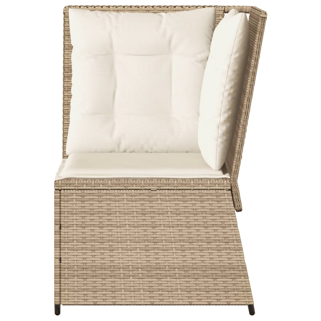 Garten-Ecksofa Mit Kissen Beige Poly Rattan Grau Und Dunkelblau