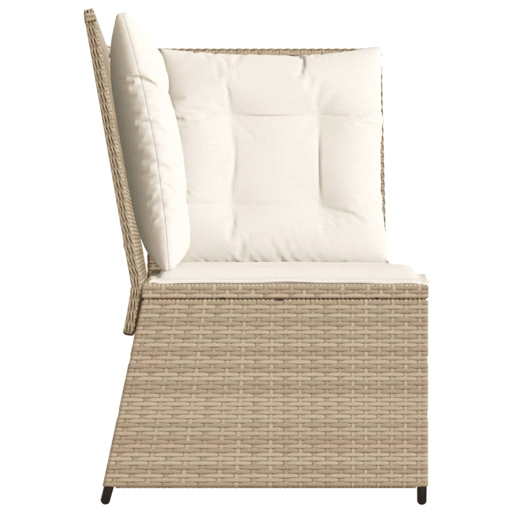 Garten-Ecksofa Mit Kissen Beige Poly Rattan Grau Und Dunkelblau