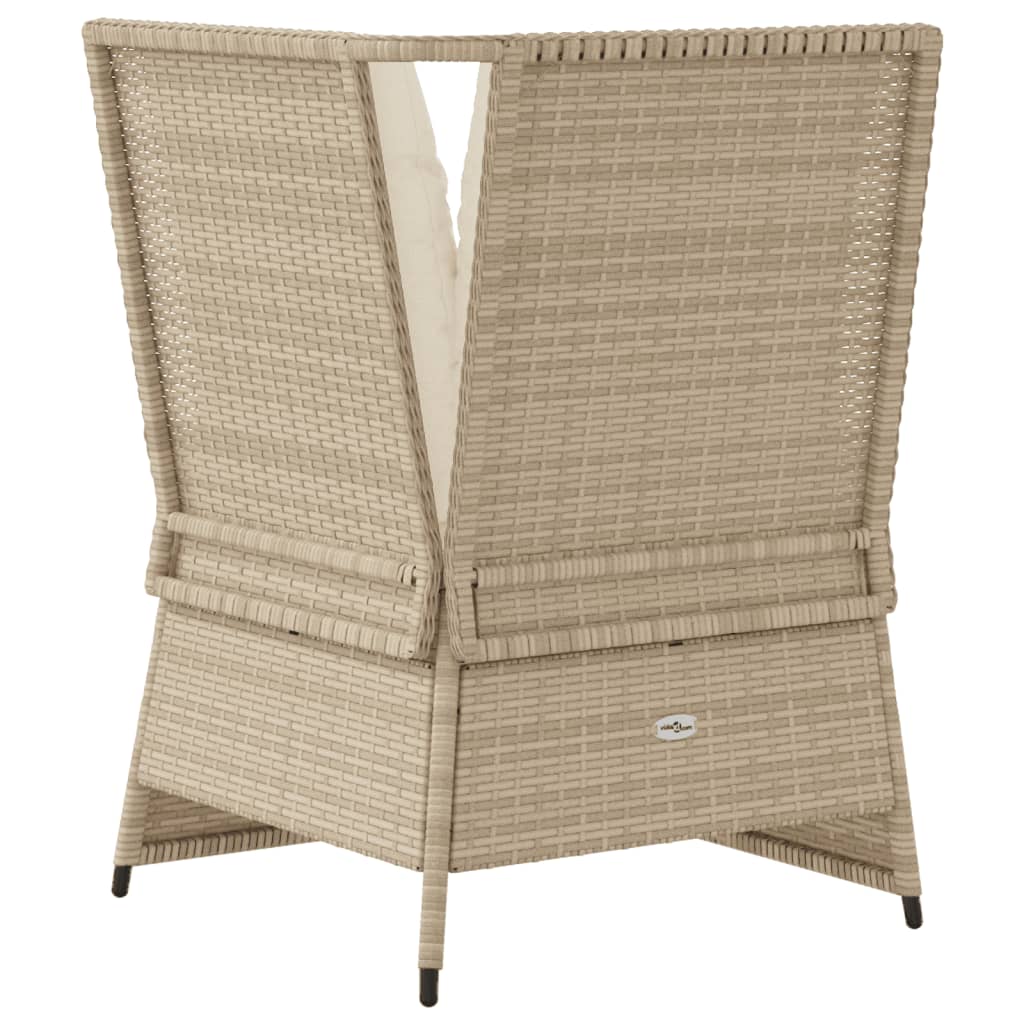 Garten-Ecksofa Mit Kissen Beige Poly Rattan Grau Und Dunkelblau