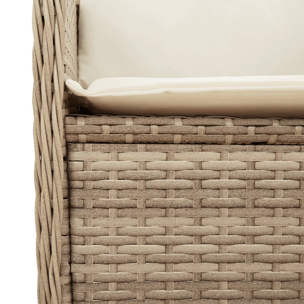 Garten-Ecksofa Mit Kissen Beige Poly Rattan Grau Und Dunkelblau