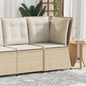 Garten-Ecksofa Mit Kissen Beige Poly Rattan Grau Und Dunkelblau