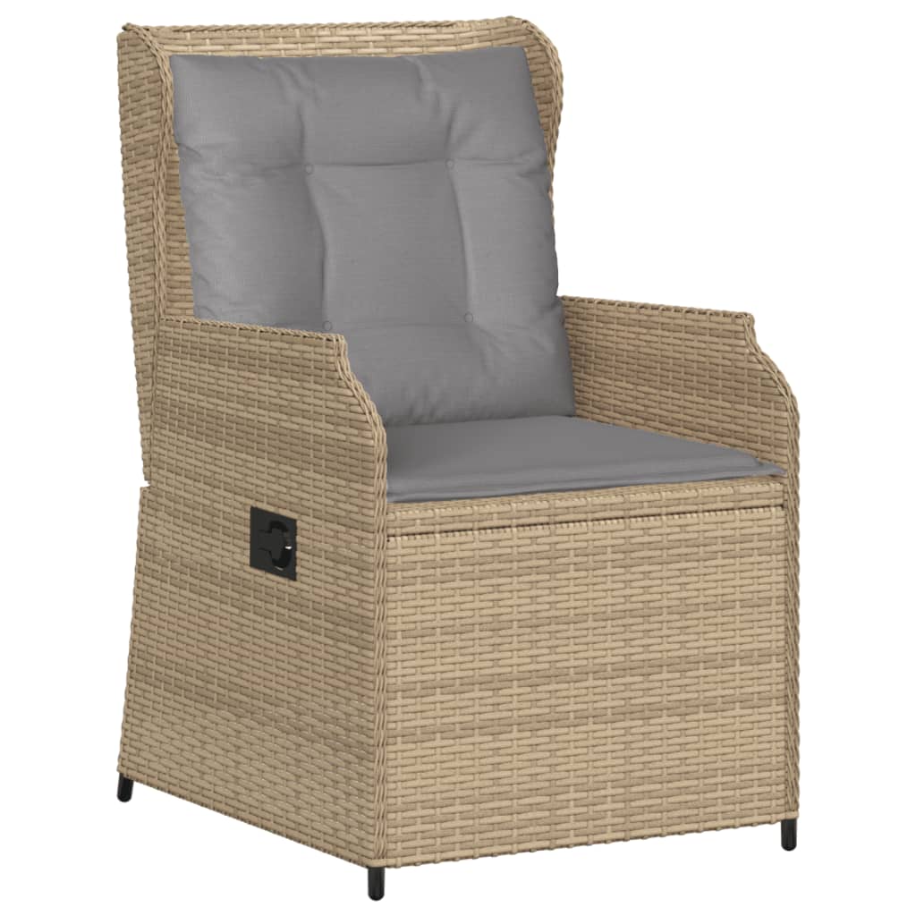 Gartensessel Mit Kissen 2 Stk. Verstellbar Beige Poly Rattan