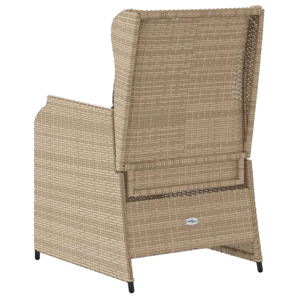 Gartensessel Mit Kissen 2 Stk. Verstellbar Beige Poly Rattan