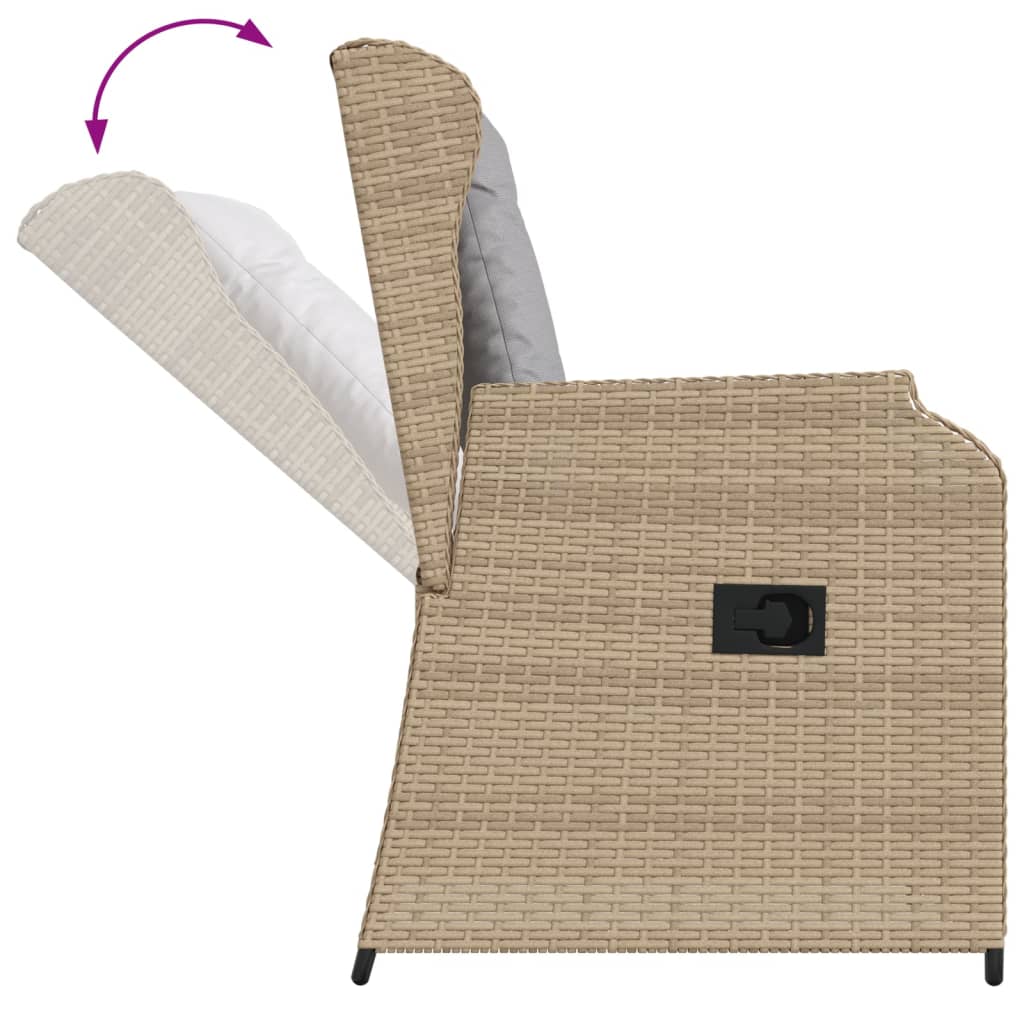 Gartensessel Mit Kissen 2 Stk. Verstellbar Beige Poly Rattan