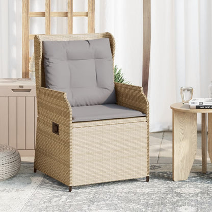 Gartensessel Mit Kissen 2 Stk. Verstellbar Beige Poly Rattan