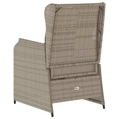 Gartensessel Mit Kissen 2 Stk. Verstellbar Hellgrau Poly Rattan