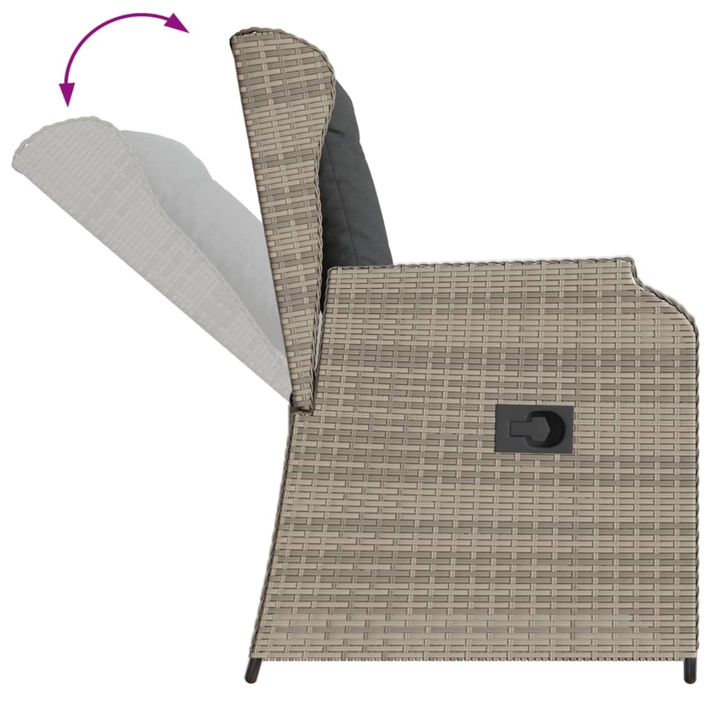 Gartensessel Mit Kissen 2 Stk. Verstellbar Hellgrau Poly Rattan