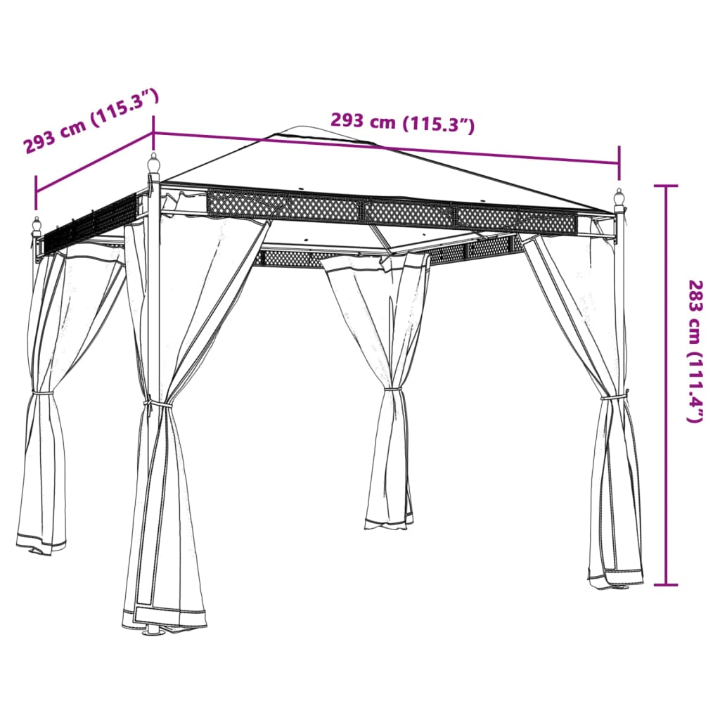 Pavillon Mit Netzwänden 2,93X2,93 M Stahl