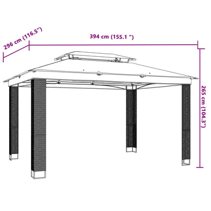 Pavillon Mit Doppeldach 3,94X2,96 M Stahl