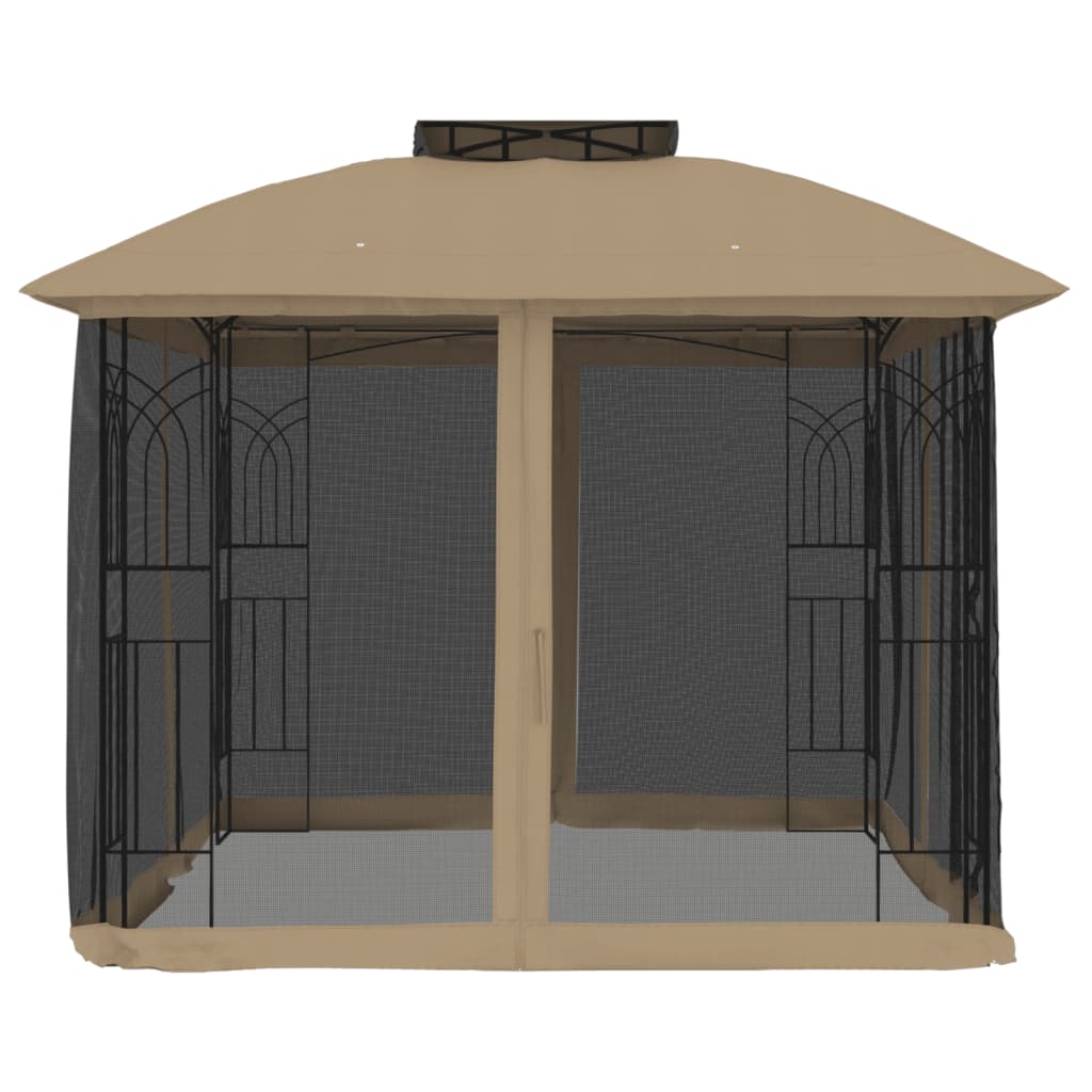 Pavillon Mit Doppeldach & Netzwänden 2,94X2,94 M Stahl