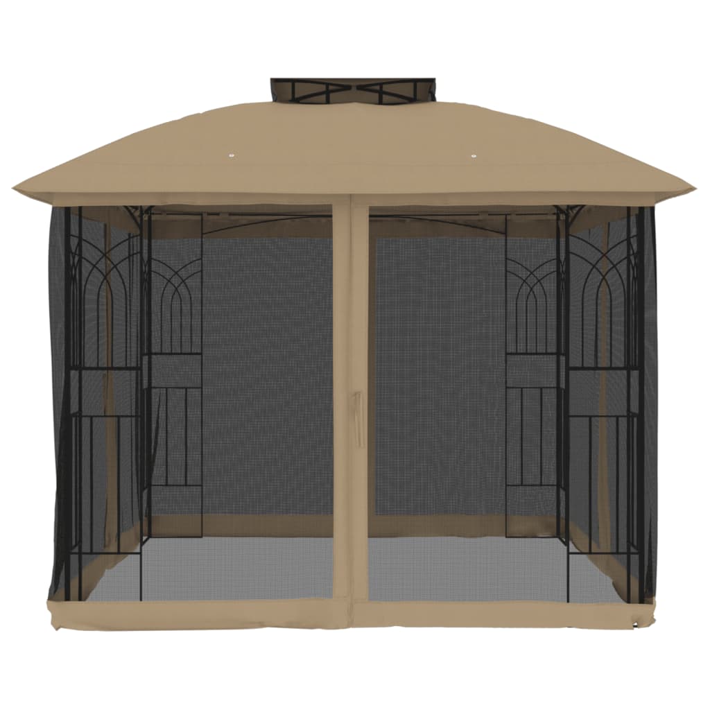 Pavillon Mit Doppeldach & Netzwänden 2,94X2,94 M Stahl