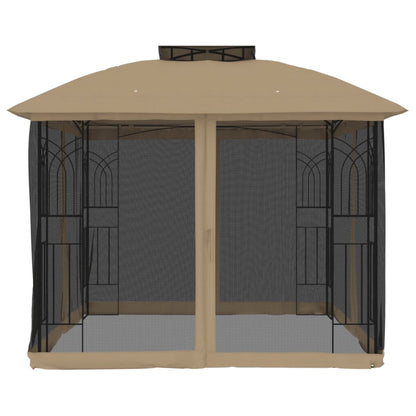 Pavillon Mit Doppeldach & Netzwänden 2,94X2,94 M Stahl