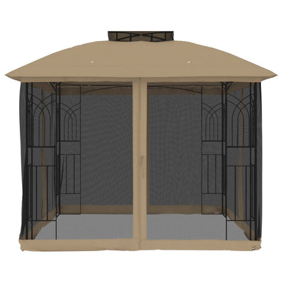 Pavillon Mit Doppeldach & Netzwänden 2,94X2,94 M Stahl