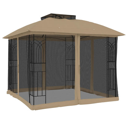 Pavillon Mit Doppeldach & Netzwänden 2,94X2,94 M Stahl