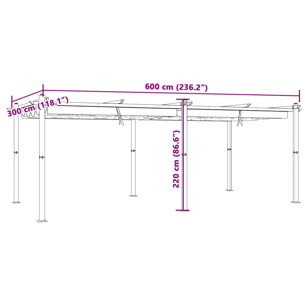 Gartenpavillon Mit Ausziehbarem Dach 3X6 M Aluminium