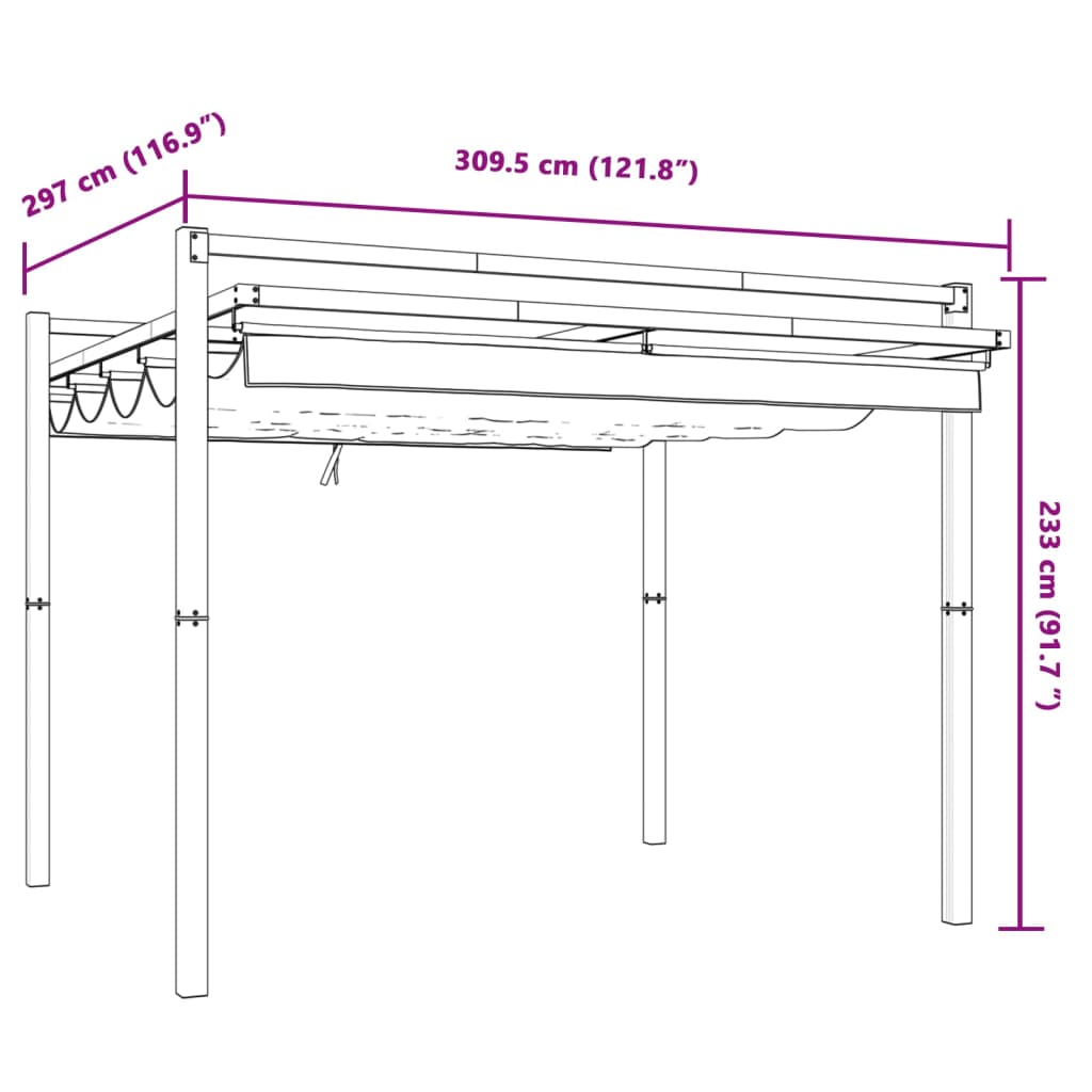 Gartenpavillon Mit Ausziehbarem Dach 3X3 M Aluminium