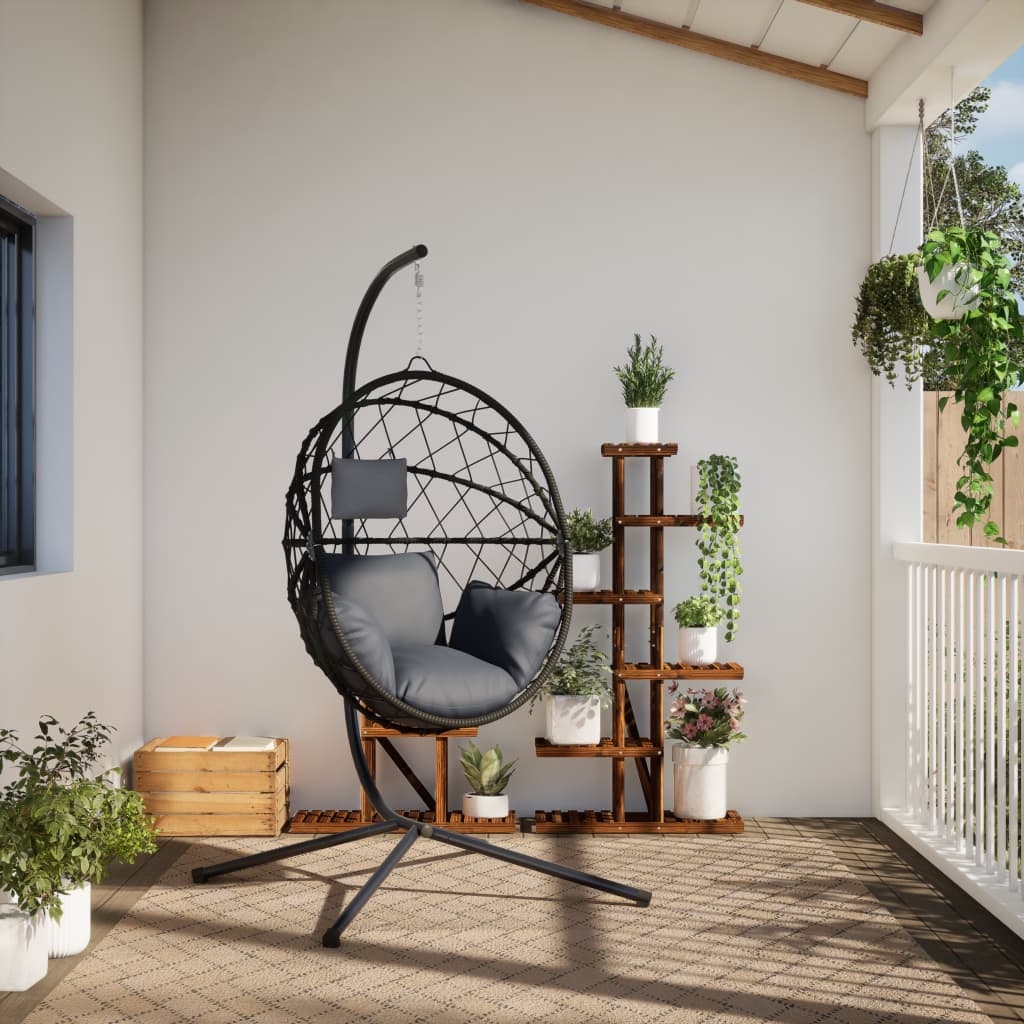 Hängesessel Ei-Design Mit Ständer Rattan Und Stahl