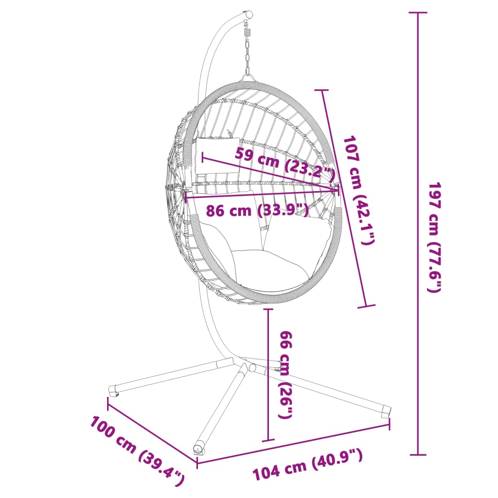 Hängesessel Ei-Design Mit Ständer Rattan Und Stahl