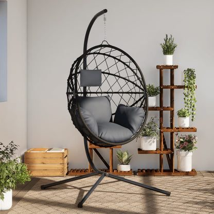 Hängesessel Ei-Design Mit Ständer Rattan Und Stahl