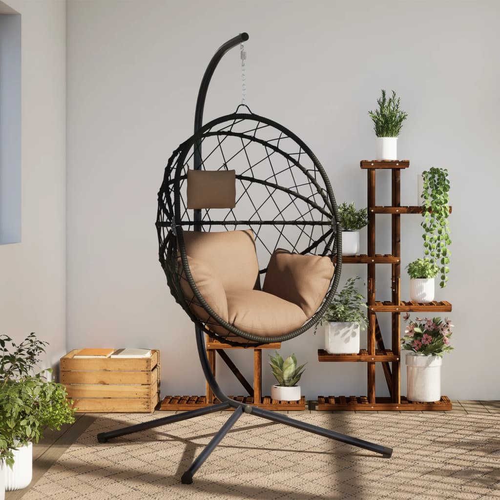 Hängesessel Ei-Design Mit Ständer Rattan Und Stahl