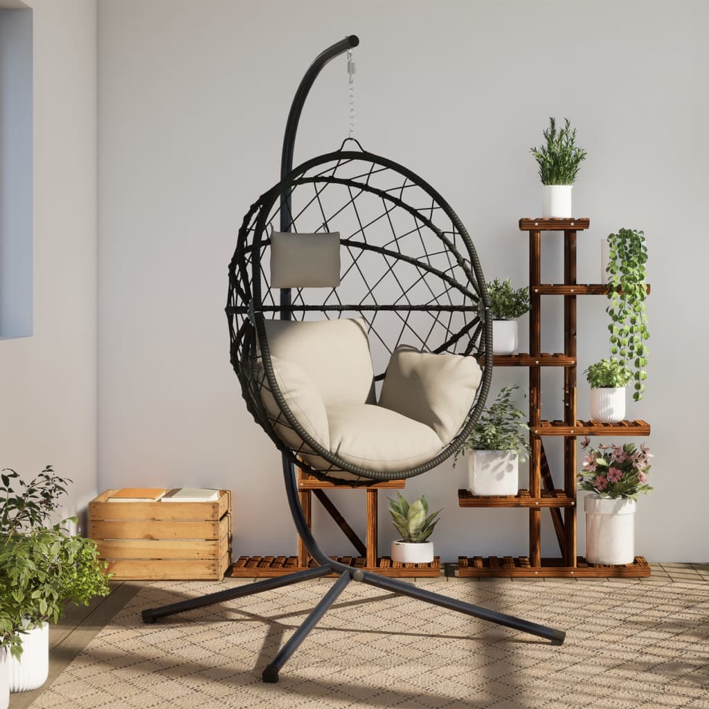 Hängesessel Ei-Design Mit Ständer Rattan Und Stahl