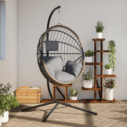 Hängesessel Ei-Design Mit Ständer Rattan Und Stahl