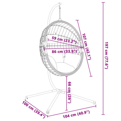 Hängesessel Ei-Design Mit Ständer Rattan Und Stahl