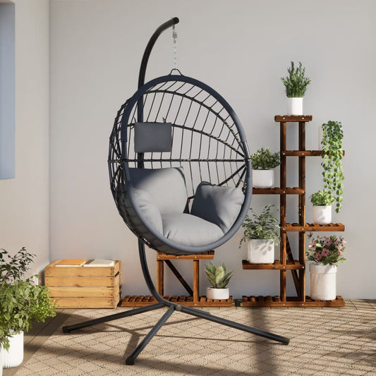 Hängesessel Ei-Design Mit Ständer Rattan Und Stahl