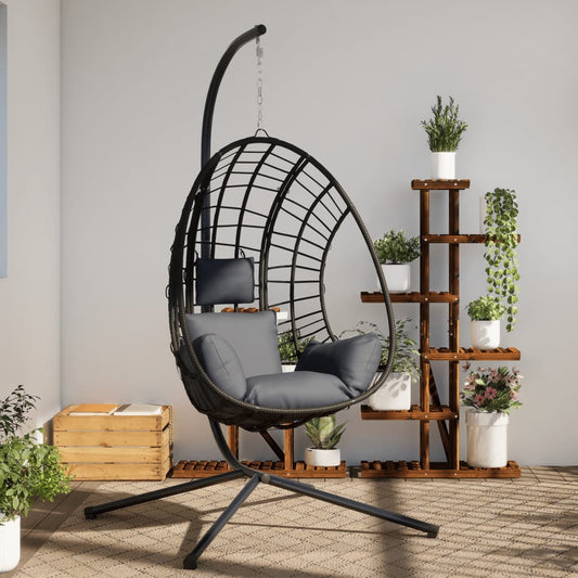 Hängesessel Ei-Design Mit Ständer Rattan Und Stahl