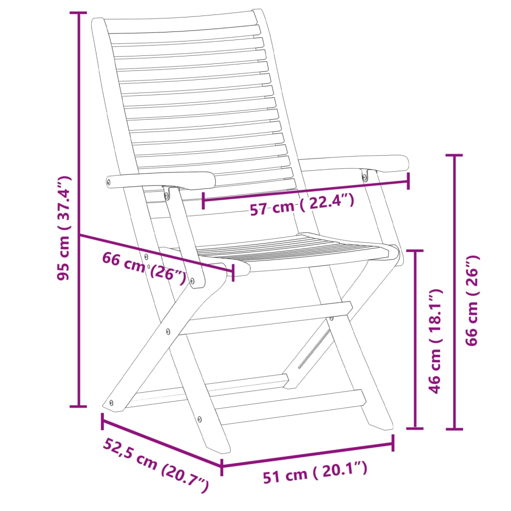 Gartenstühle 8 Stk. Klappbar 57X66X95 Cm Massivholz Akazie