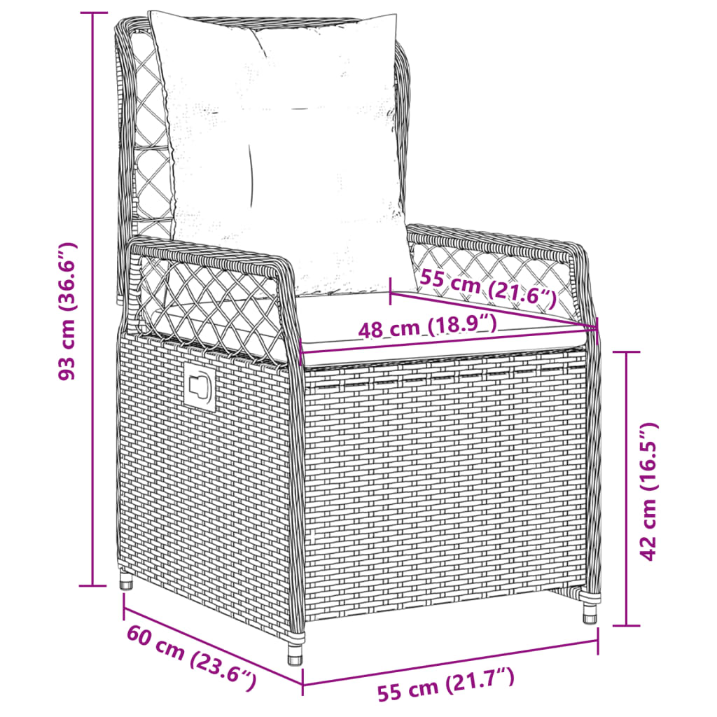 Gartensessel 2 Stk. Verstellbar Poly Rattan