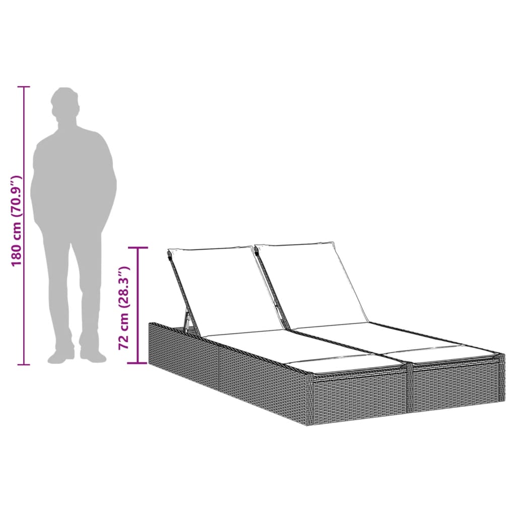 Doppel-Sonnenliege Mit Auflagen Poly Rattan