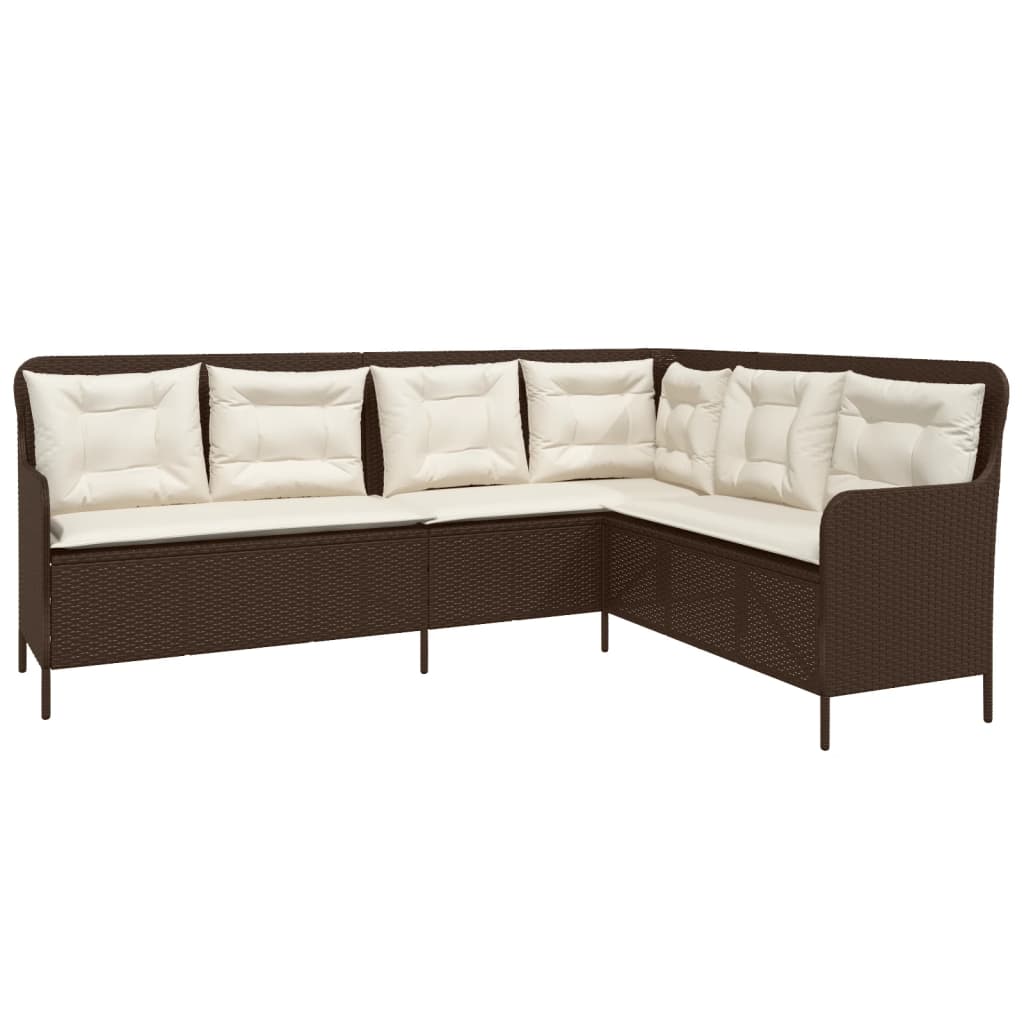 Gartensofa In L-Form Mit Kissen Poly Rattan