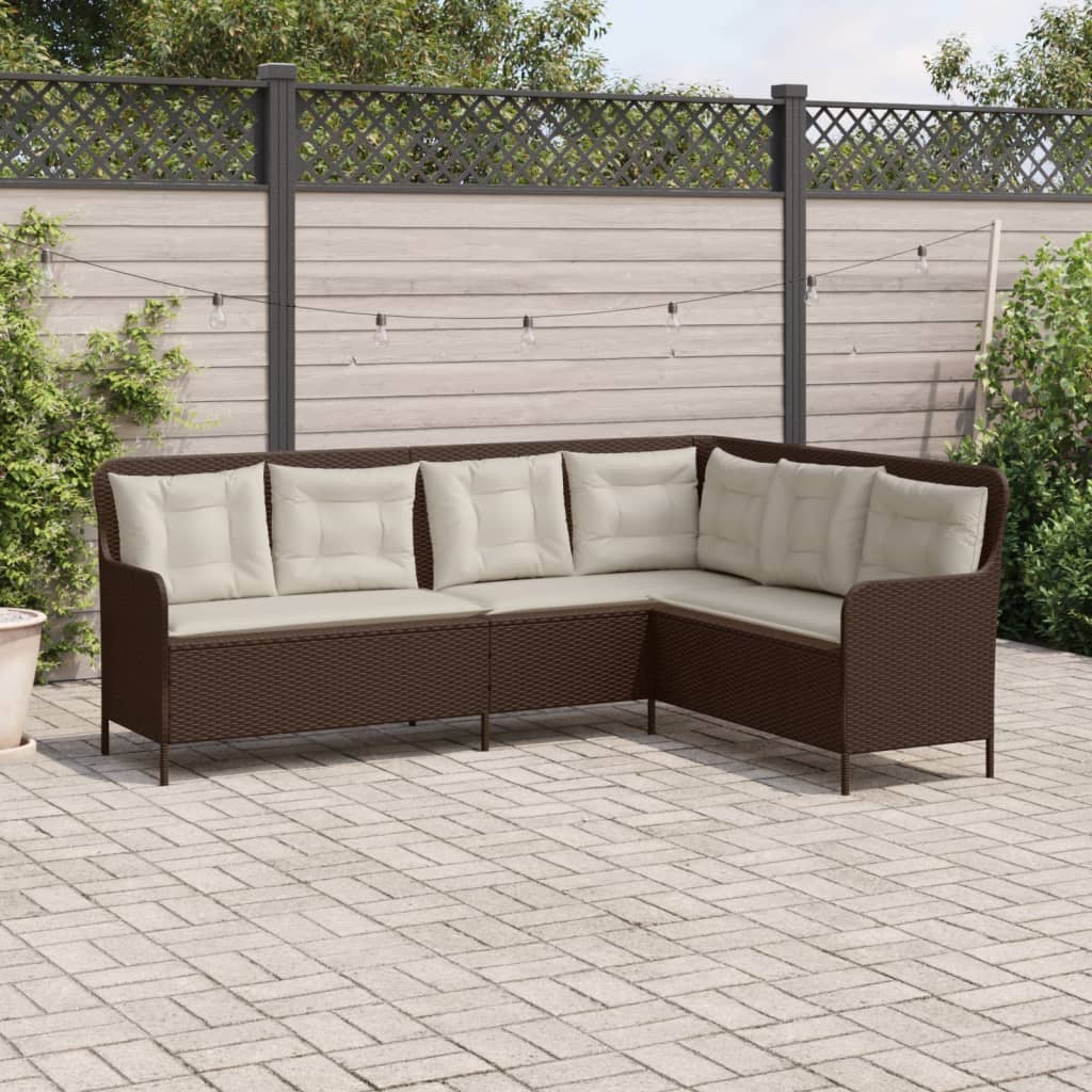 Gartensofa In L-Form Mit Kissen Poly Rattan