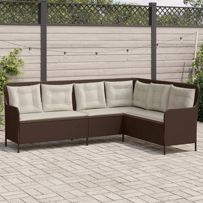 Gartensofa In L-Form Mit Kissen Poly Rattan