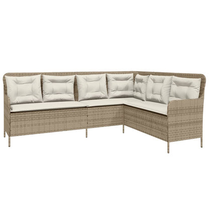 Gartensofa In L-Form Mit Kissen Poly Rattan