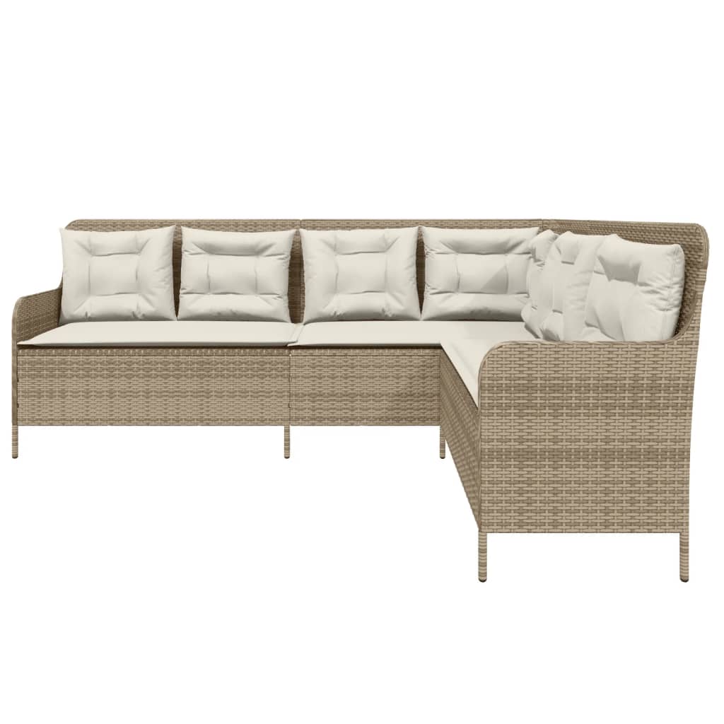 Gartensofa In L-Form Mit Kissen Poly Rattan