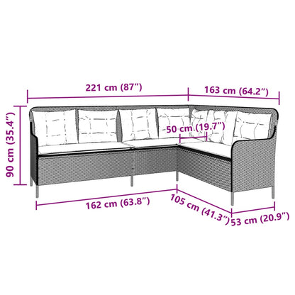 Gartensofa In L-Form Mit Kissen Poly Rattan