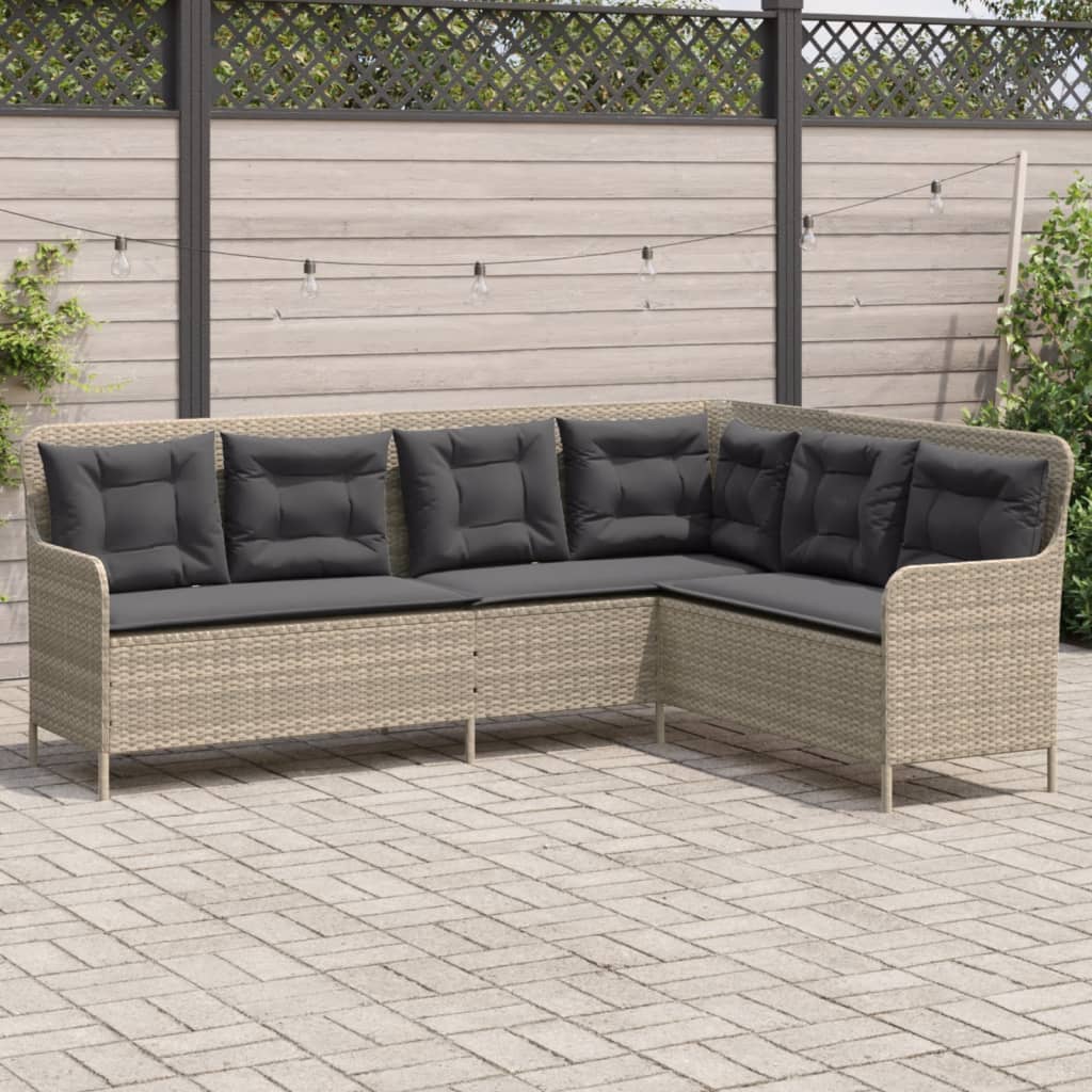 Gartensofa In L-Form Mit Kissen Poly Rattan