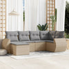 6-Tlg. Garten-Sofagarnitur Mit Kissen Poly Rattan