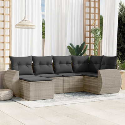 6-Tlg. Garten-Sofagarnitur Mit Kissen Poly Rattan